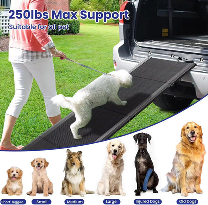 Pet Ramp for Large Dogs with Non-Slip Rug Surface Dog Ramp for Car, Extra Long Folding Dog Ramps,