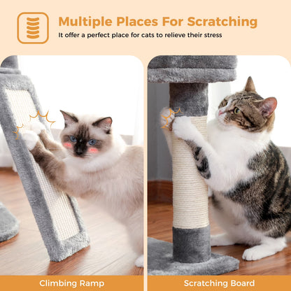41" Cat Tree Tower for Indoor Cats, Multi-Level Cat Condo House with Cozy Plush Perches Cats Play House, Gray