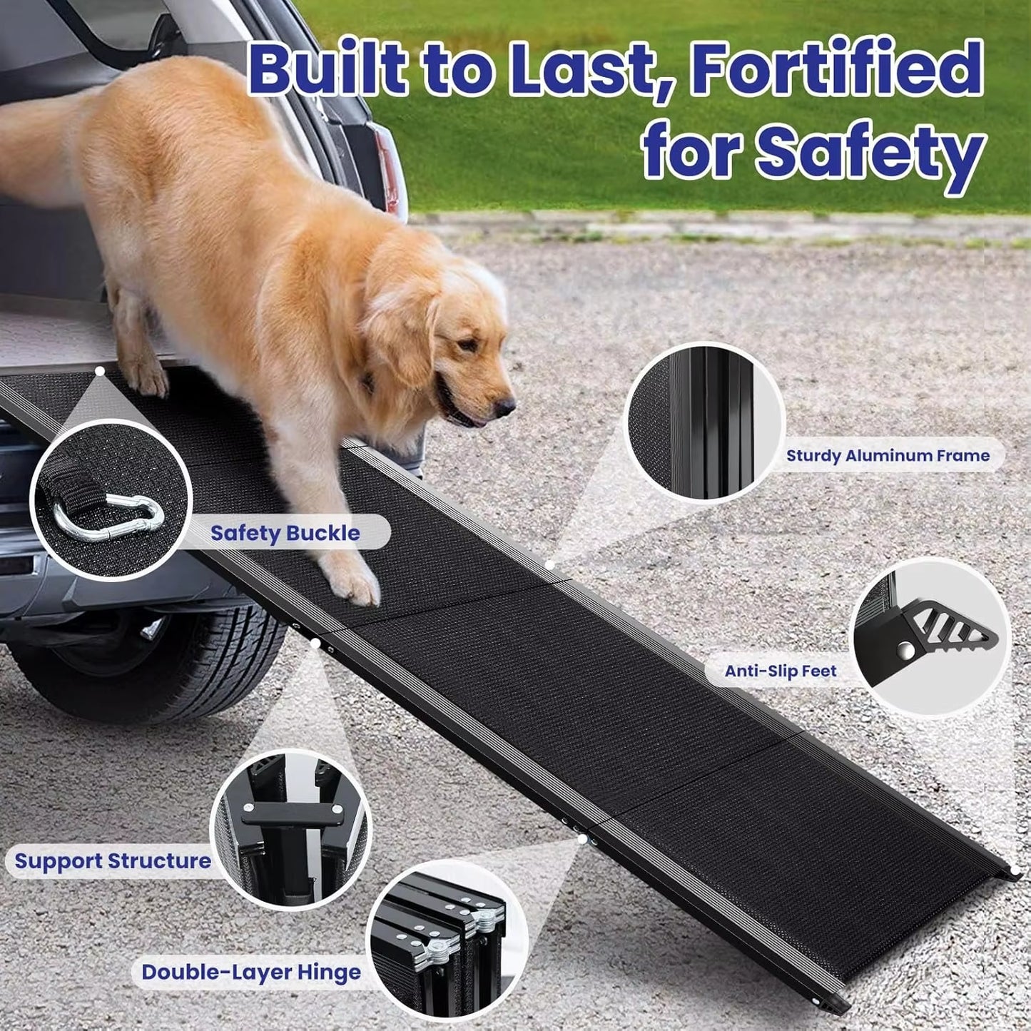 Pet Ramp for Large Dogs with Non-Slip Rug Surface Dog Ramp for Car, Extra Long Folding Dog Ramps,