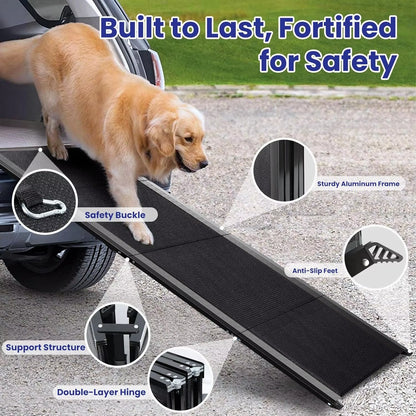 Pet Ramp for Large Dogs with Non-Slip Rug Surface Dog Ramp for Car, Extra Long Folding Dog Ramps,