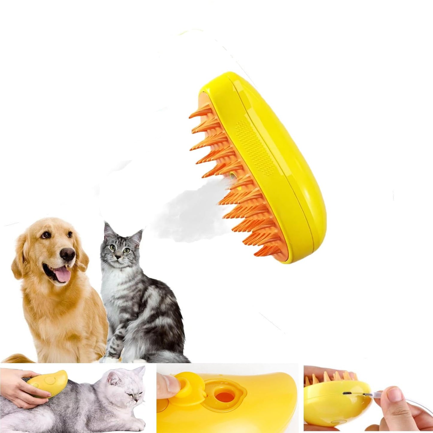 Cat Steam Brush, 3 In1 Steamy Cat Brush for Shedding, Cat Steamer Brush for Massage, Multifunctional Cat Grooming Brush, Pet Hair Removal Tool Comb for Cats and Dogs