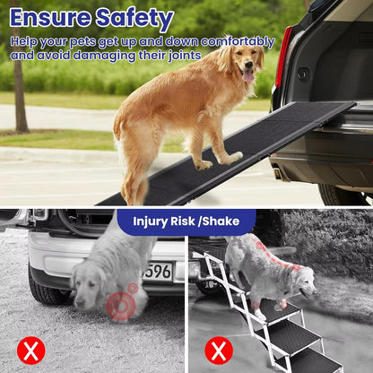 Pet Ramp for Large Dogs with Non-Slip Rug Surface Dog Ramp for Car, Extra Long Folding Dog Ramps,