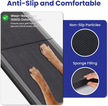Pet Ramp for Large Dogs with Non-Slip Rug Surface Dog Ramp for Car, Extra Long Folding Dog Ramps,